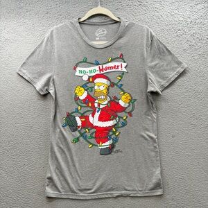 The Simpsons HO-HO-Homer Graphic Gray Short Sleeve Christmas T-Shirt Men's M